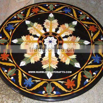 Round Marble Inlay Table Top Pietra Dura Marble Table Top