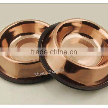 Stainless Steel Pet Bowl with Rose Gold Copper Finish