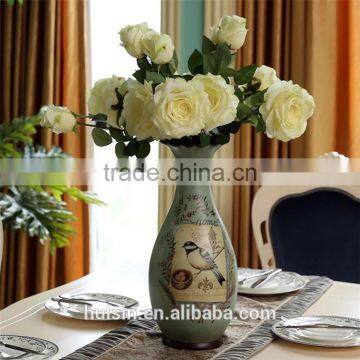 High Quality Classical Rural Bird Ceramic Table Vase With Hand Paint photo-2