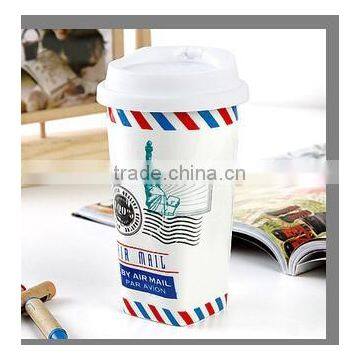 ceramic starbucks mug with silicone lid and sleeve