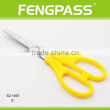 S2-1453 5" 2CR13 Stainless Steel ABS Plastic Handle Stationery Scissors / Kid Scissors With Measure