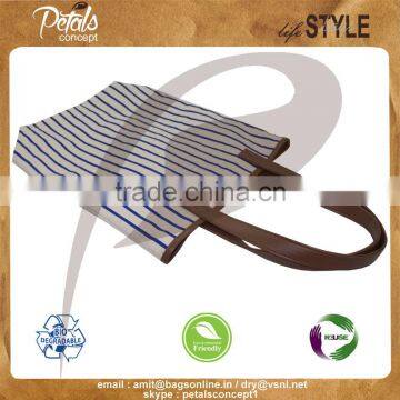 12 Oz Natural Canvas Tote Bag With PU Trimmed Handle & Top photo-5