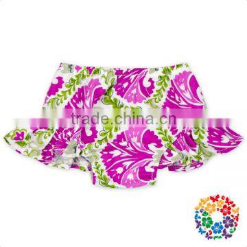 Hot Pink Floral Print Diaper Covers Leg Ruffle 100% Cotton Bloomers 0-2 Years Old Baby Bloomers Wholesale