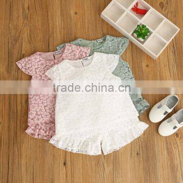 2017 Online wholesale baby clothes girls lace clothing set for summer