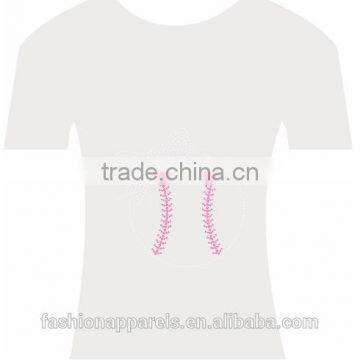 Custom Rhinestone Logo Bling Softball With Cute Bowknot Iron on Rhinestone Transfer Motif Design for T-shirt photo-3