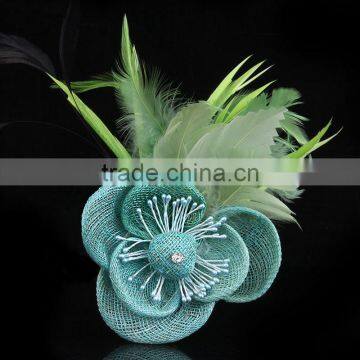 Feather Flower Fabric Hair Clip/ Brooches,Supply Multi Color Exporting Feather Fabric Flower Corsage Brooch 5 Colors Available photo-4