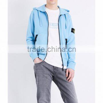 Embroidered Hoodies Patch On Sleeve Private Brands Label Custom Outside Exposed Zip 100% Cotton Flece
