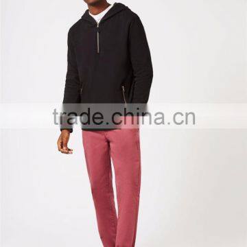 Plain Black Half Zip Classic Fit Hoodie With Zipper Pockets Front Blank Men Sweatshirt With Custom Tags photo-6