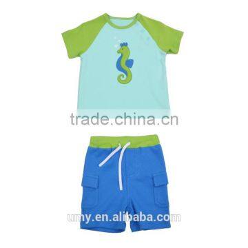 Summer Boy Applique 2 Piece Outfit Wholesale Children's Boutique Clothing Manufacturers