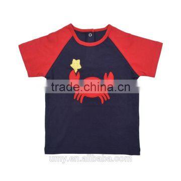 Summer Organic 100% Cotton Cartoon Applique Short T-shirt Boy Clothes Sets photo-2