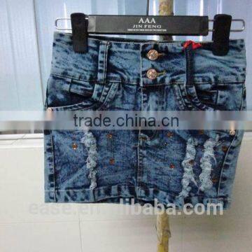 New Desigh Women Jean Skirt,Knee Length Women Denim Skirts,Blue Jean Skirt With Button Girl Denim Skirts photo-2