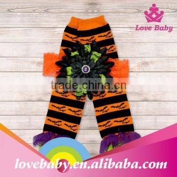 Wholesale halloween style orange with black polka stripe baby chevron leg warmer LBE4091394