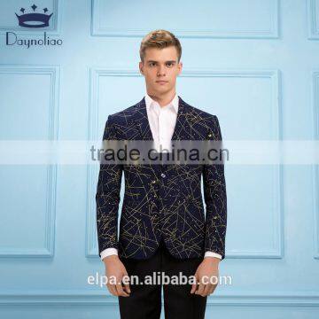 Daynoliao 2016 latest design trendy one button slim fit casual party Elbow Patches blazer for men