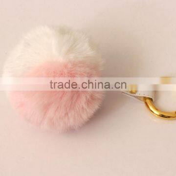 Myfur Hot Sell 8 cm Faux Rex Rabbit Fur Pom Pom Keychain or Bag Charms photo-3