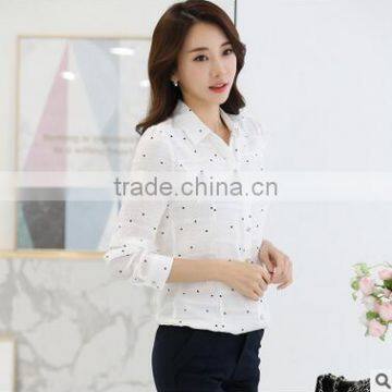 Custom Wholesale Ladies Blouse Patterns Women Cotton Formal Business Blouse With Dot photo-3