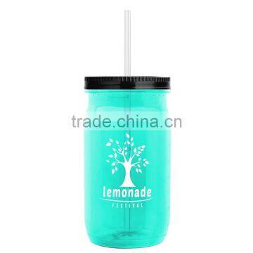 USA Made 27 oz Tritan Mason Jar With Screw-On Lid and Straw - Measurements Molded Into Side of Jar and Comes With Your Logo photo-5