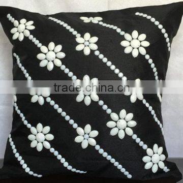 Black Pillow With White Rhinestones,black Decorative Pillow,black Pillow,black Cushion,floor Pillow,black & White Throw photo-4
