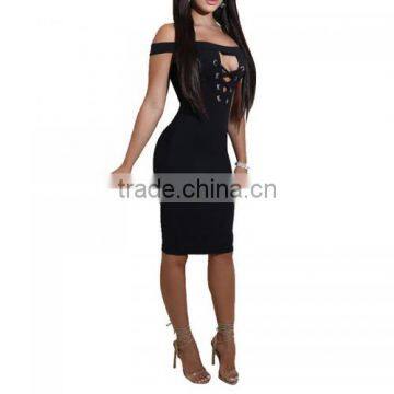China Guangzhou Clothing OEM One-piece Dress Back Split Tight One-piece Dress photo-2