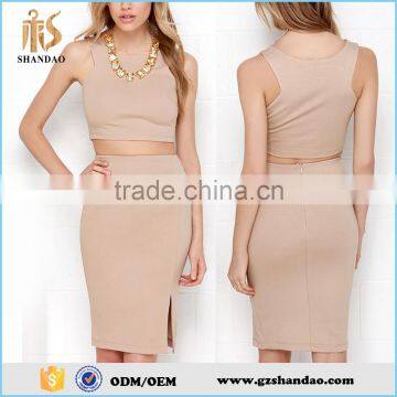 2016 guangzhou shandao summer solid colour casual models skirt and blouse sets