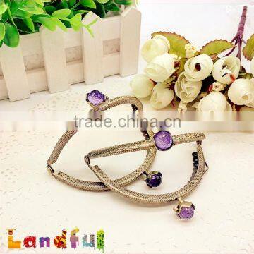 3.35inch Antique Brass Round Crystal Candy Bead Sewing Handmade Purse Frame photo-4