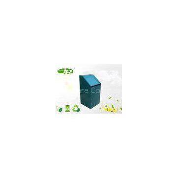 Green Galvanized Steel Outdoor Waste Bin with Lid  Stand Front Open