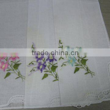 3big flower cotton bloom embroidery handkerchief