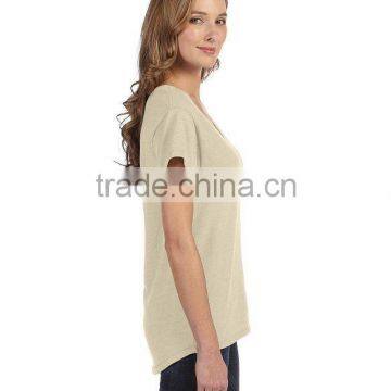 Custom Fashion Summer Wear Design Drape Blank T-Shirt,China T-Shirt Manufacturer Cotton Pure Color Blank T-Shirt for Women photo-3