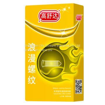 OEM factory natural latex ribbed condoms with 900MG Lubricating fluid