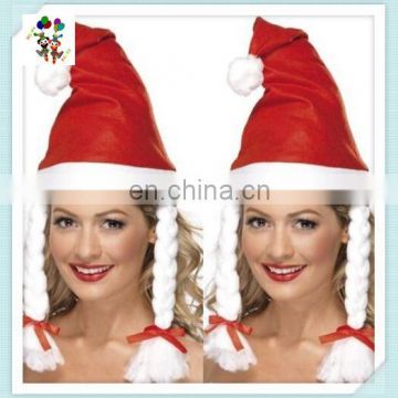 Cheap Plaits Beanie Christmas Party Santa Hats with Braids HPC-1064