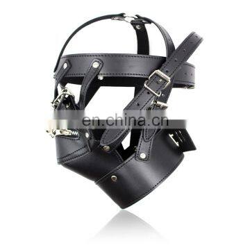 Sex Bondage Hood, PU Leather Full Mask Sexy Adult Novelty Product Sex Toy