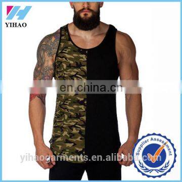 Yihao 2017 Customized trade pannel Vest y back Singlets Tank tops High quality Gym tops mens vest