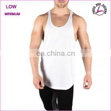 Men's round bottom white gym t shirt tank top gym clothing