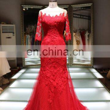 Red Mermaid Slim Girl Modern Fashionable Wedding Gown Floor-length With Sweep Train Wedding Dress 2016