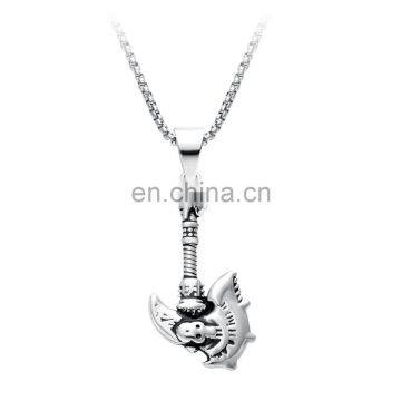 Fashionable New Black Enemal Axe Shape Pendant Latest Design Antique Slivery Plated Chain Necklace