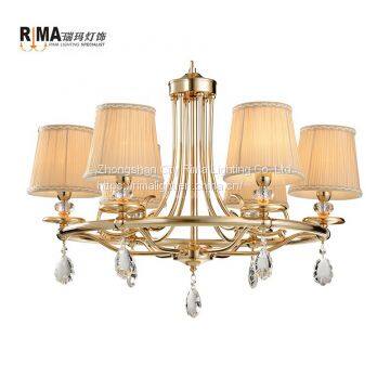 6 Light Contemporary Hotel Decoration Large Metal Gold Chandelier