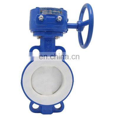 Bundor DN50-600 Full PTFE Lined Butterfly Valve D71F Grooved Worm gear operated butterfly valve