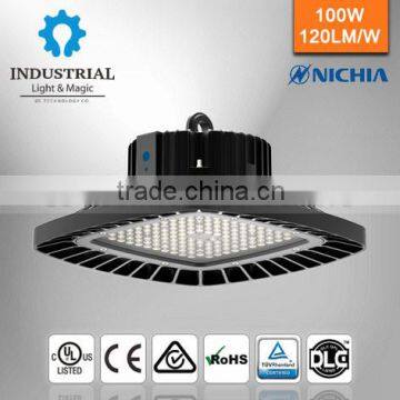 warehouse ip65 Nichia chip 150lm/w round 150 watt led ufo high bay light fixture dlc listed explosion proof light