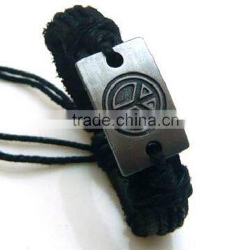 Hot Sale Fashion Peace Leather Wrap Bracelet