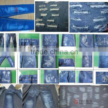 jeans galvo laser for denim/jeans/whisker dynamic focus galvoscanner marking work on footware, stencil, garment industry