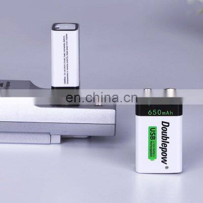 Doublepow Rechargeable Lithium Ion 9V 650mAh USB Fast Charge 9 Volt Battery photo-2