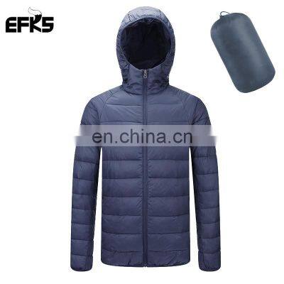 Light Men Puffer Jackets Foldable Coat Custom Logo Men's Overcat Down Hooded Winter Jacket Bubble Coat High Quality Cotton Jacke