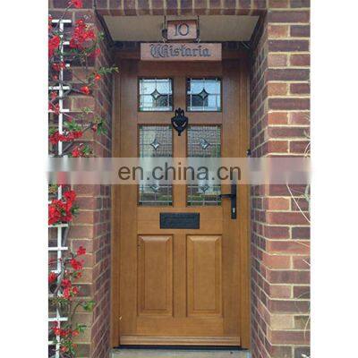 Residential wood glass door grill design solid wood door