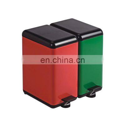 Colorful Waste Bin With Stainless Steel Body and Plastic Cover Square Shape Waste Bin Different Capacity Kitchen Waste Bin photo-2