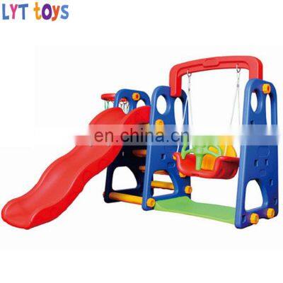 Crazy and popular indoor kids playhouse plastic slide with swing