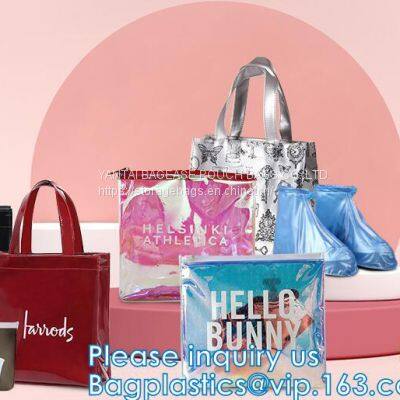 HOLOGRAPHIC NEON TOTE PVC BAG,VINYL SHOPPING SHOPPER,TOILETRY BIKINI SWIMWEAR BEACHWEAR WOMAN BAG photo-4