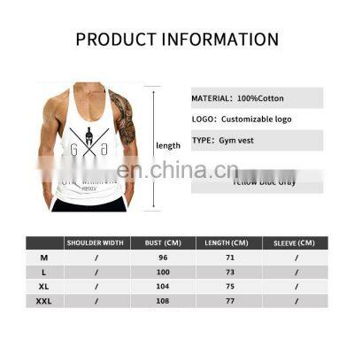 Wholesale Custom Print Logo Sports 100% Cotton Mens Gym Vest Tank Top photo-5