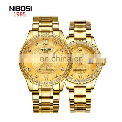 NIBOSI Lover Brand Hand Watch Couple Watch Unisex Ladies Stainless Steel Diamond Quartz Watches