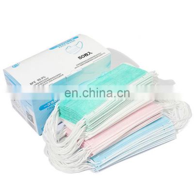 Customize logo masks manufacturer 3 ply non woven mouth cover mask facemask disposable with earloop