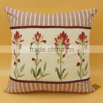 flower embroidered cushion cover