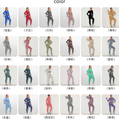 YYBD-0029,seamless Yoga Suit Women High Waist Peach Tight Sports Long Sleeve Fitness Yoga Pants photo-3